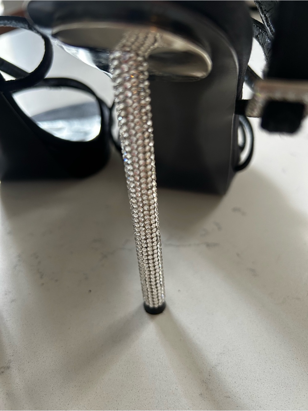 Stuart Weitzman platform heels with crystal buckles and crystal heel size 7.5 - Picture 5 of 14